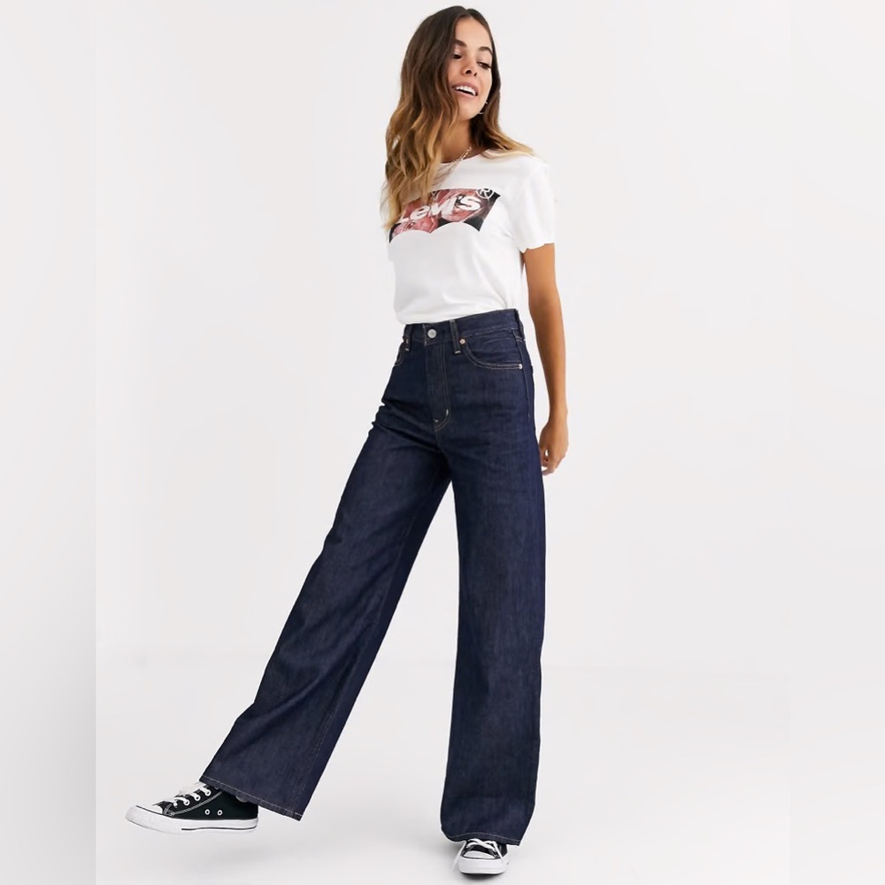Levi’s Ribcage Wide Leg Jeans in High and Mighty Blue.